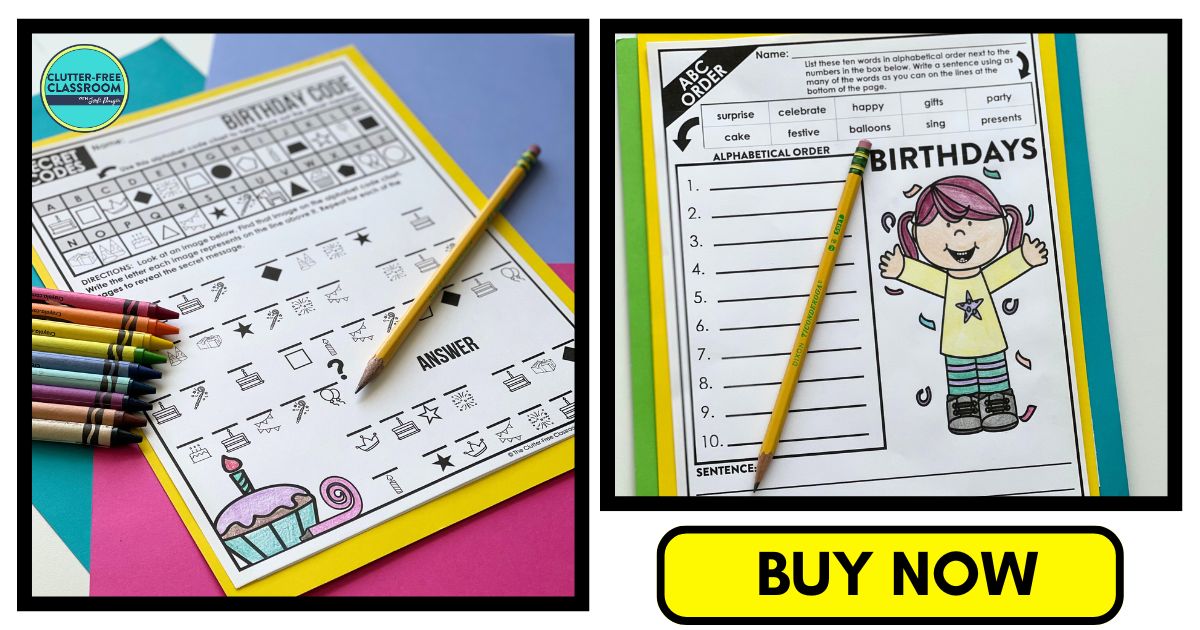 birthday-themed worksheets