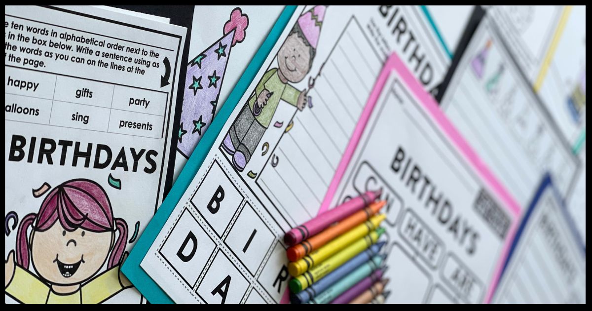 birthday-themed worksheets