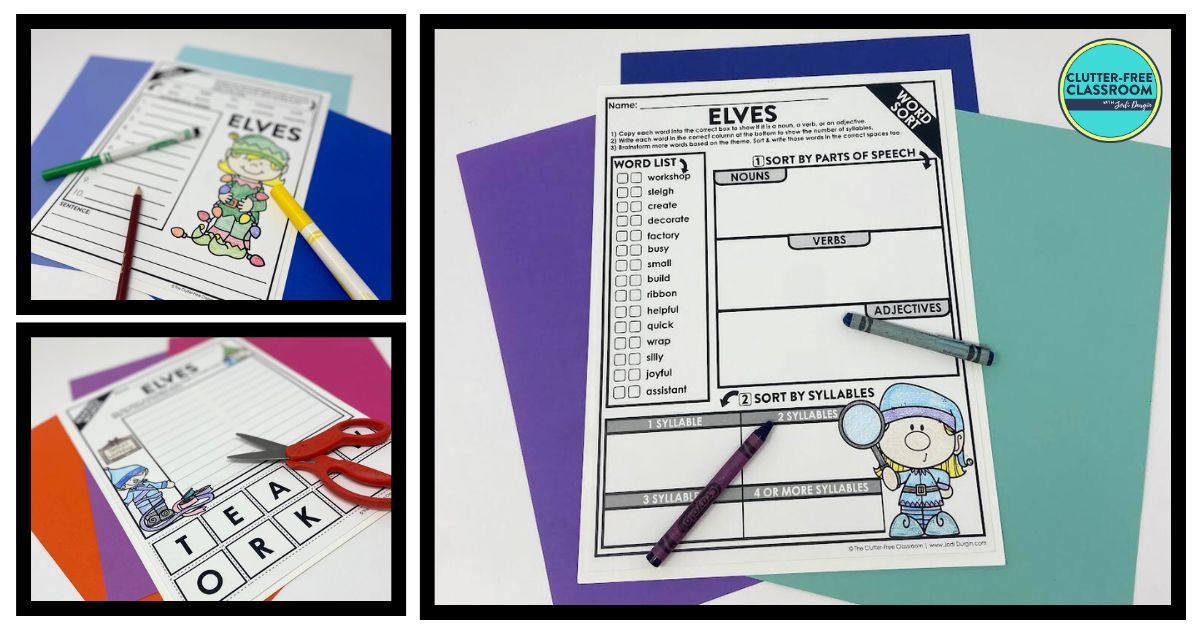 elf-themed worksheets