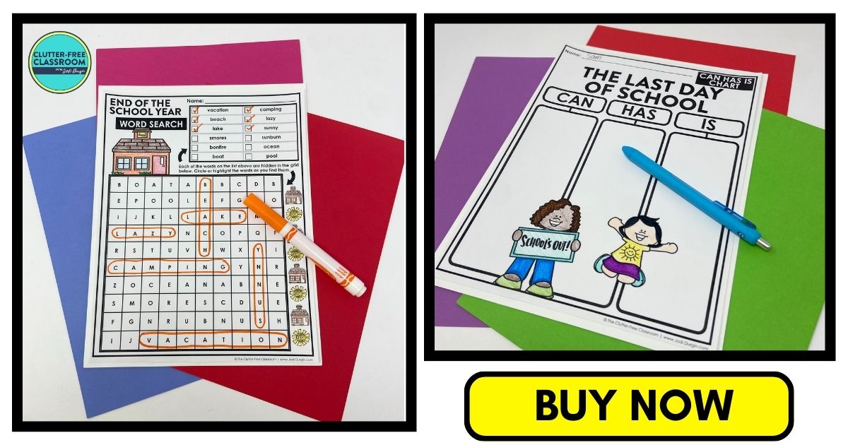 end of the school year-themed worksheets