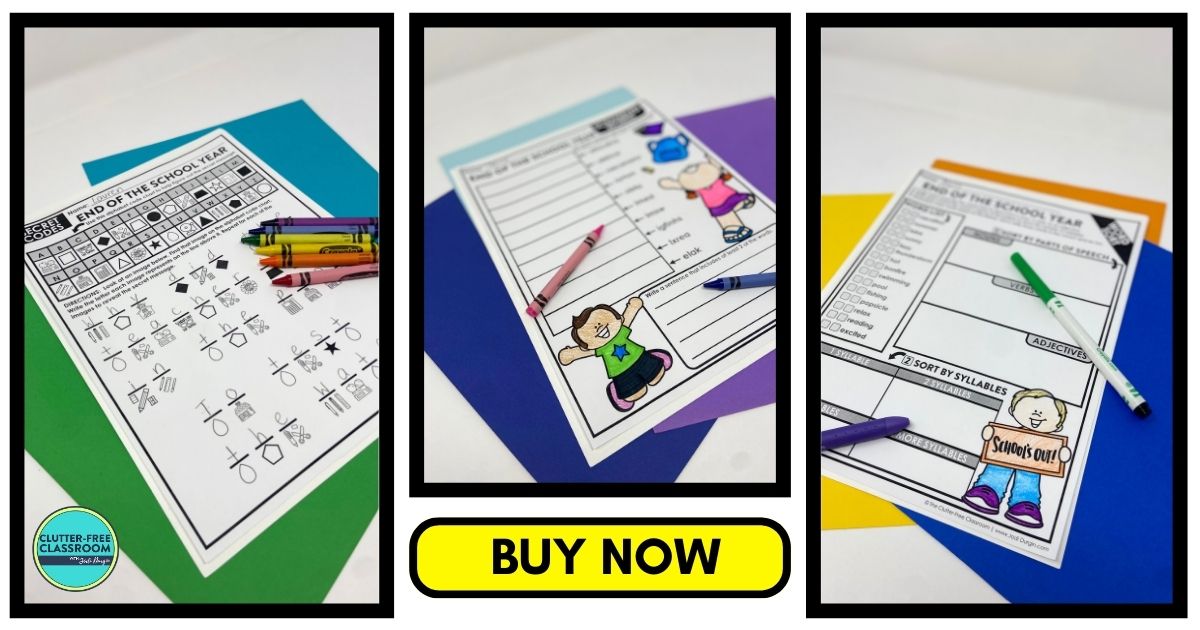 end of the school year-themed worksheets