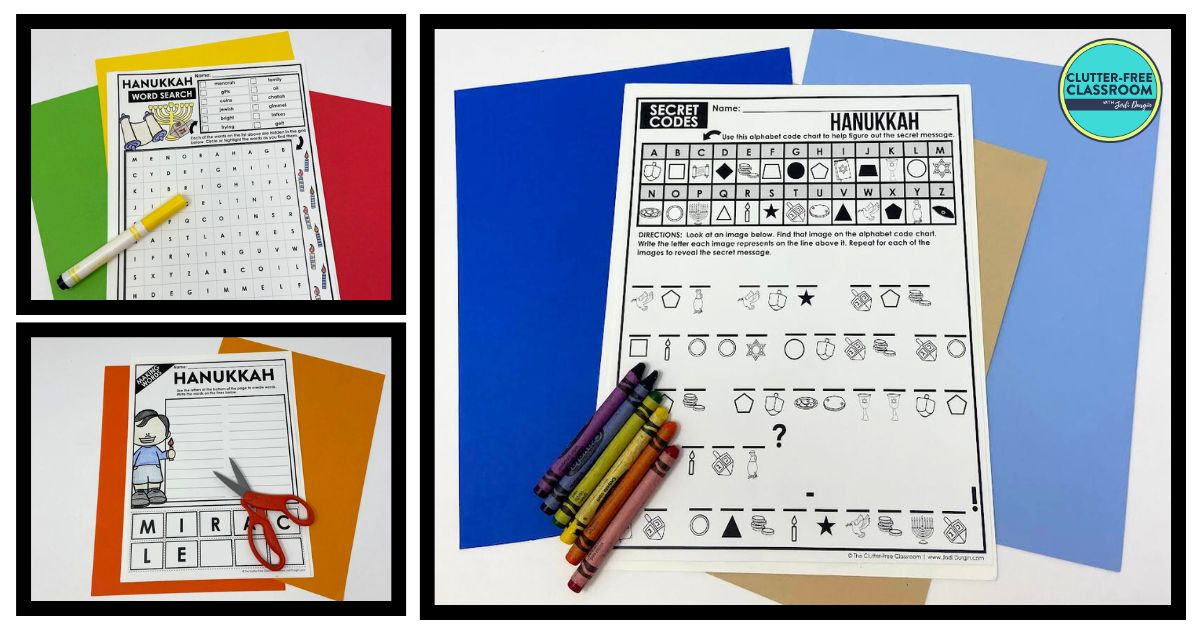 Hanukkah-themed worksheets