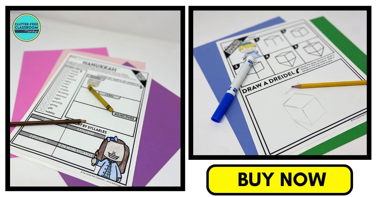 Hanukkah-themed worksheets