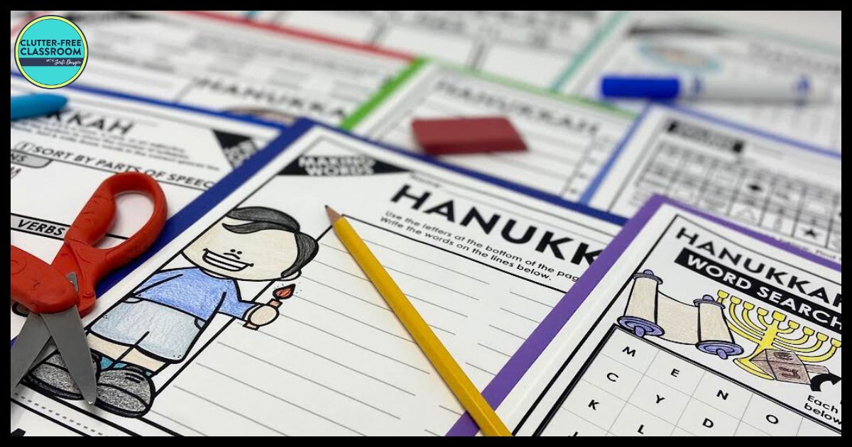 Hanukkah-themed worksheets