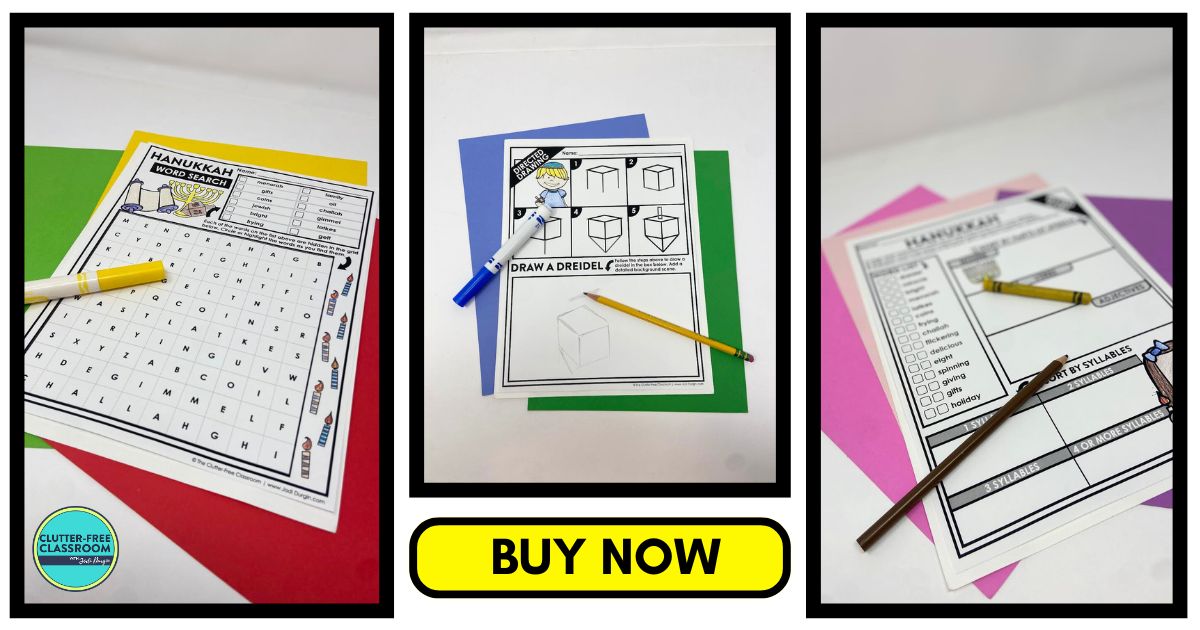 Hanukkah-themed worksheets
