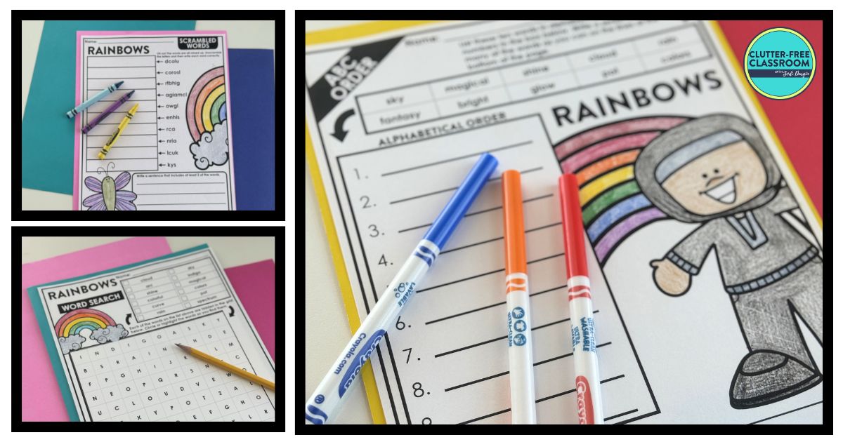 rainbow-themed worksheets