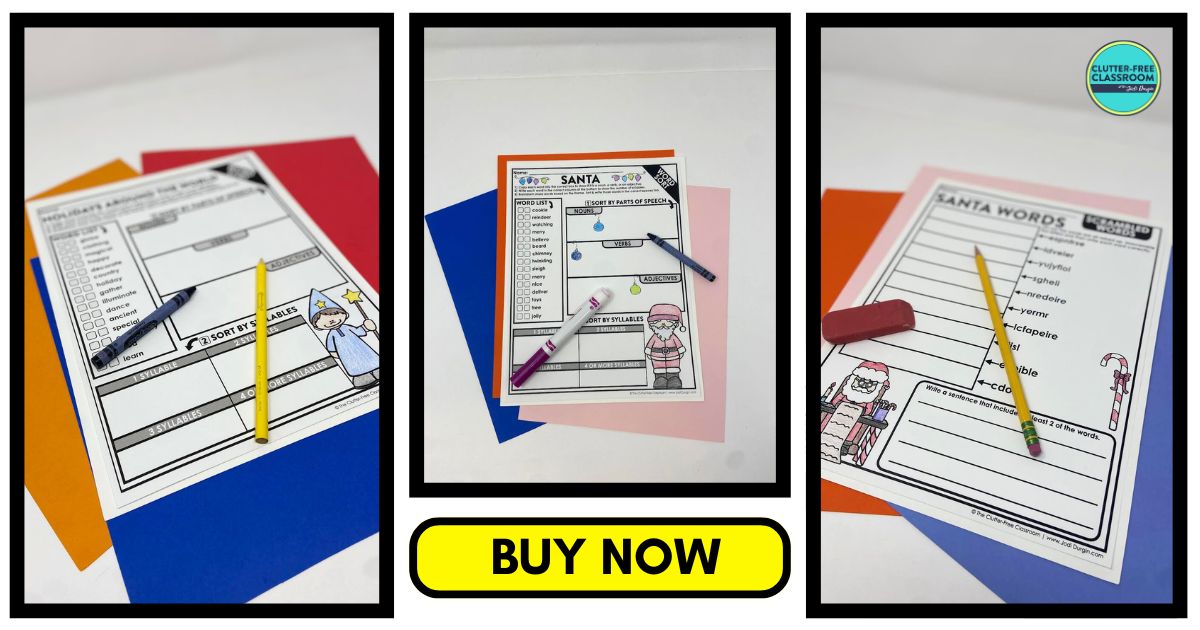 Santa-themed worksheets