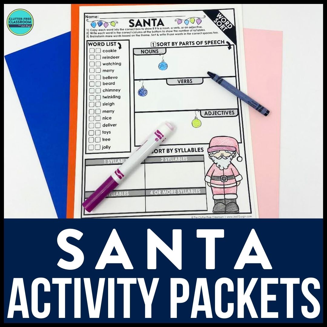 Santa worksheets for elementary students in 2025 teaching with jodi