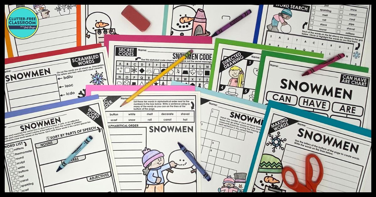 snowman-themed worksheets