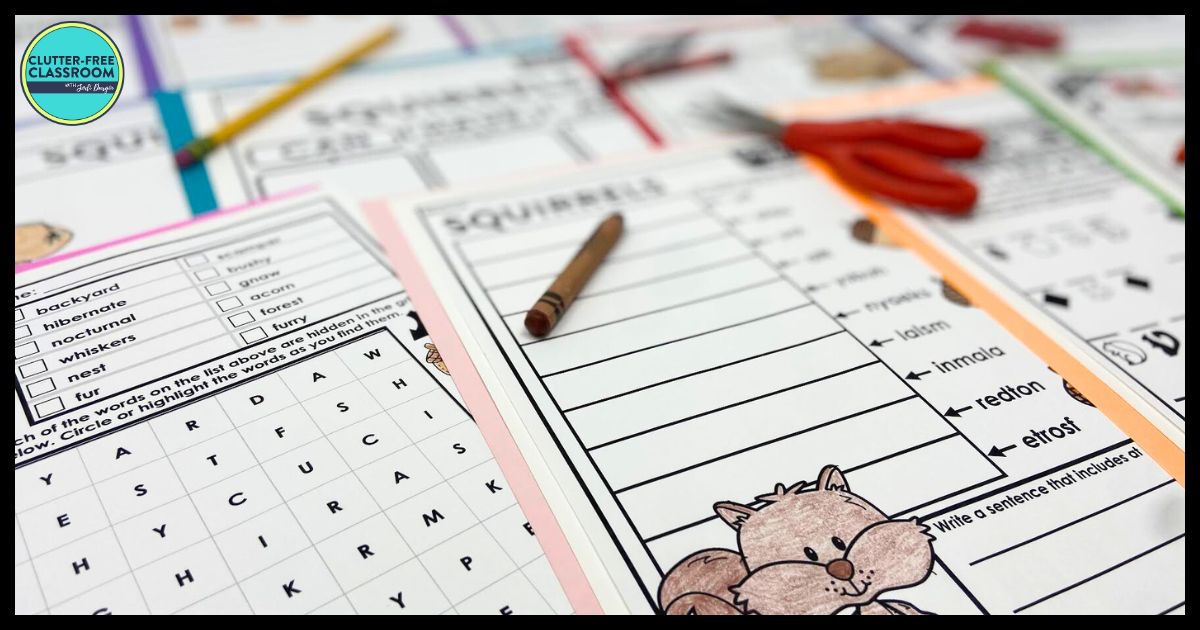 squirrel-themed worksheets