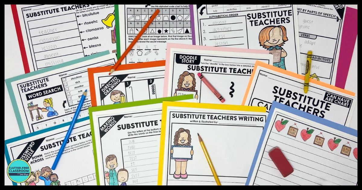 substitute teacher-themed worksheets