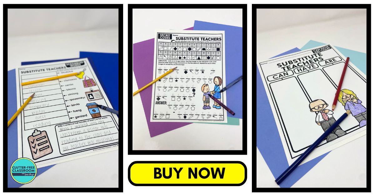 substitute teacher-themed worksheets