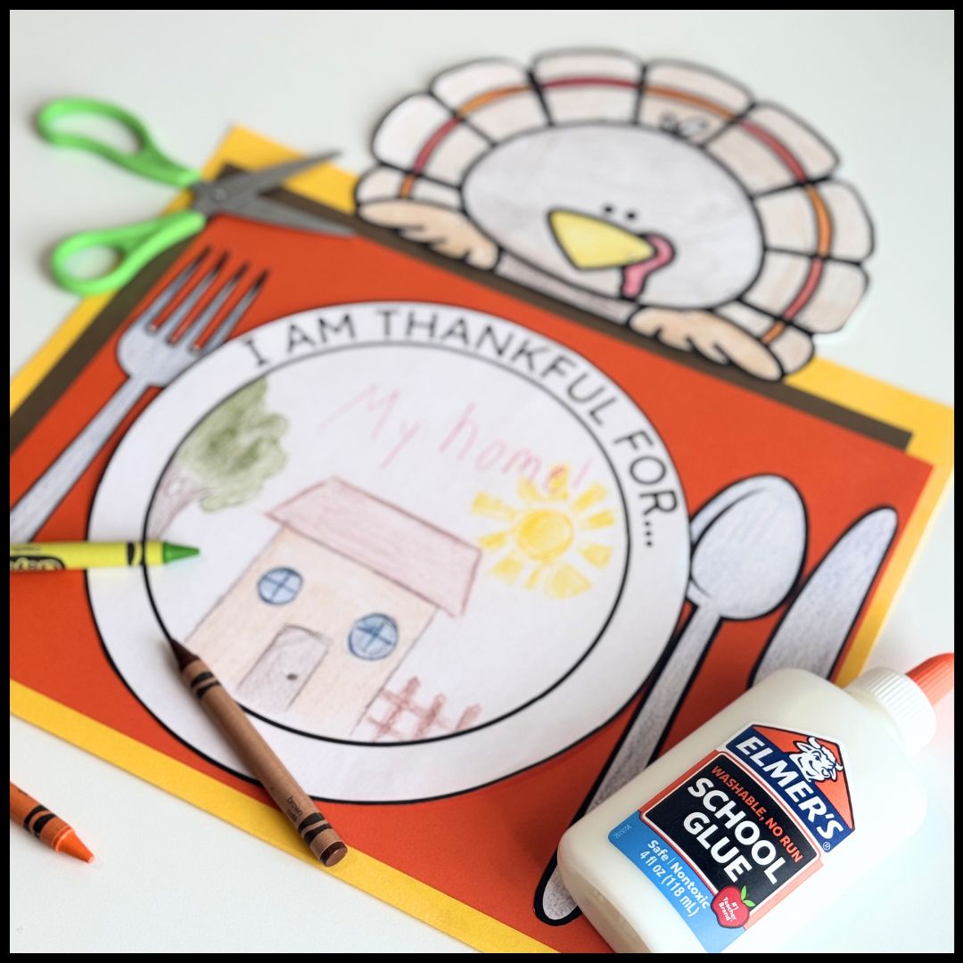 I Am Thankful Placemat activity