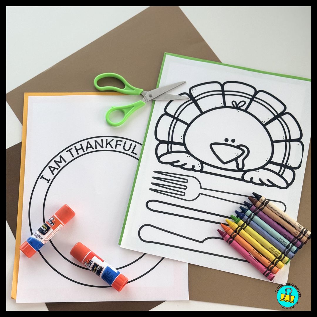 I Am Thankful Placemat activity