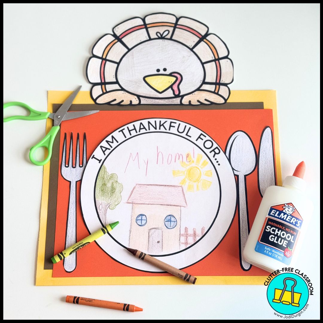 I Am Thankful Placemat activity
