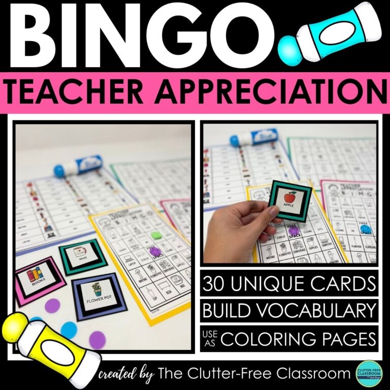 Teacher Appreciation Week bingo activities