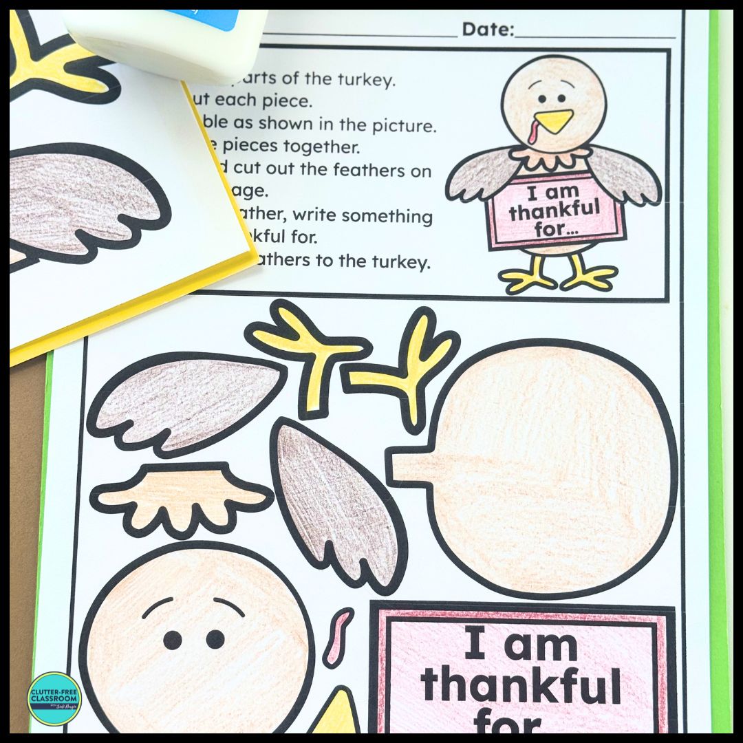 I Am Thankful writing and craft activity