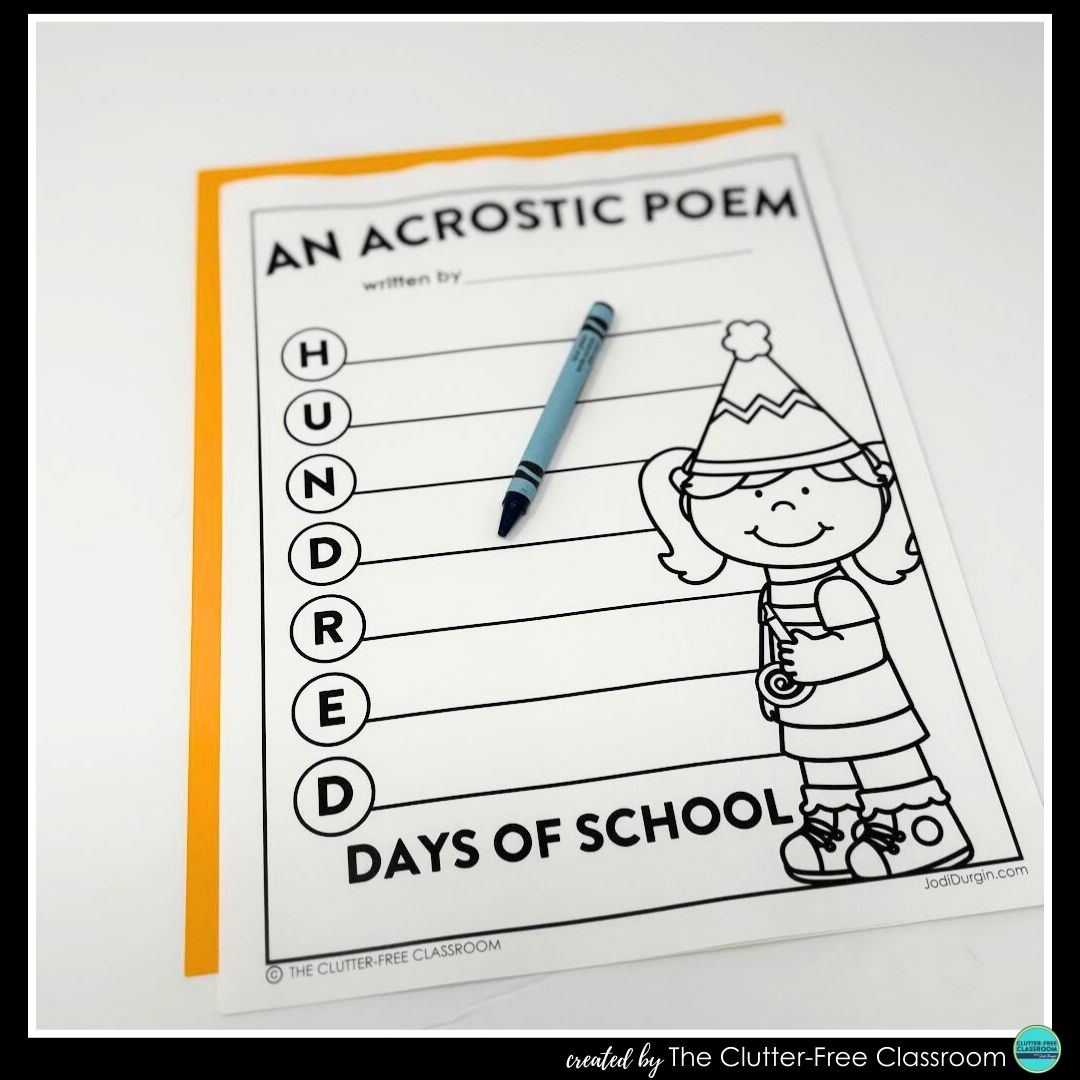 100th Day of School acrostic poem