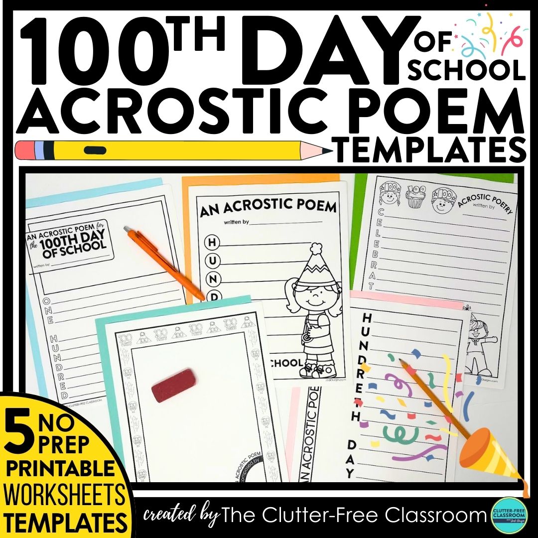 100th Day of School acrostic poems