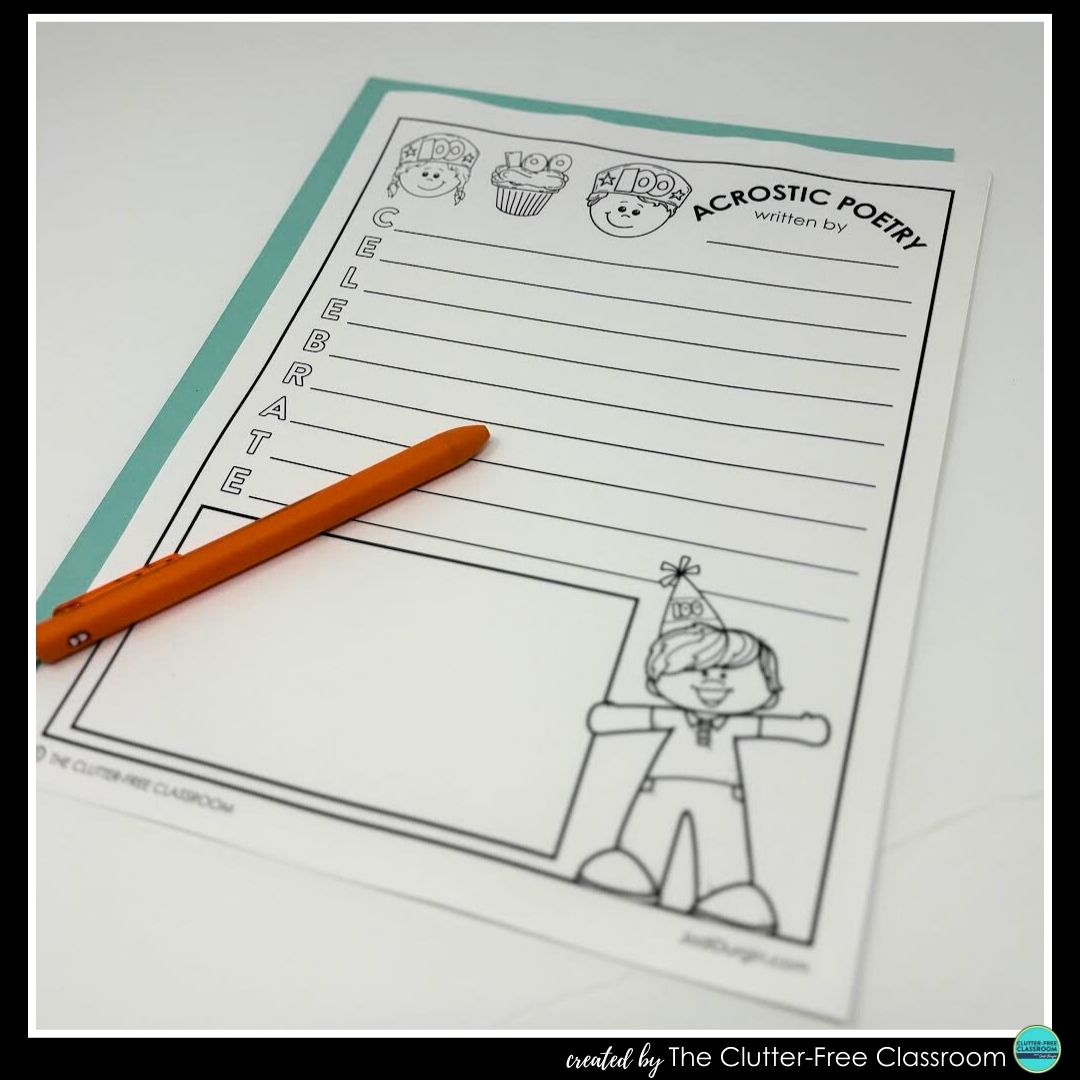 100th Day of School acrostic poem