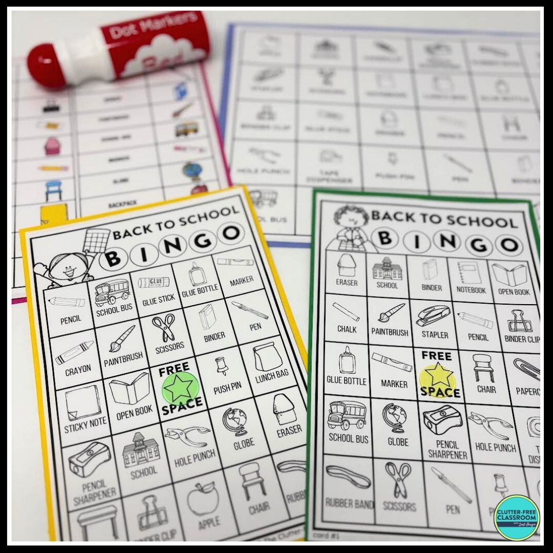 back to school Bingo activities