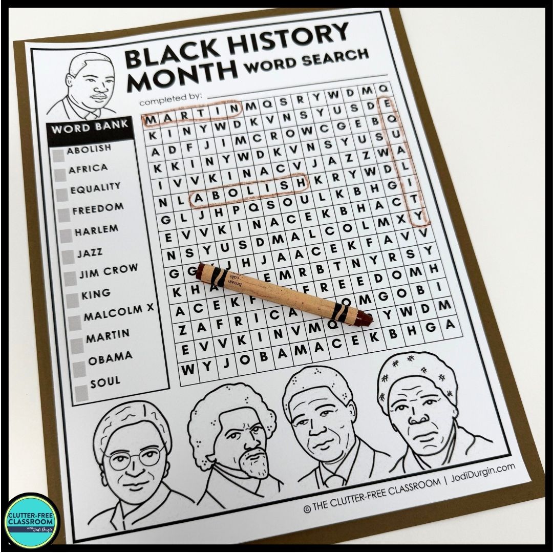 Black History Month word search