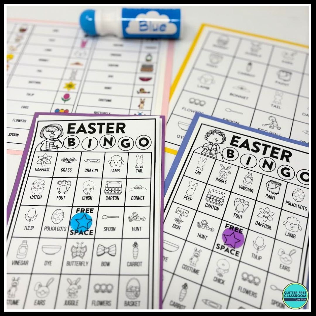 Easter Bingo card activities