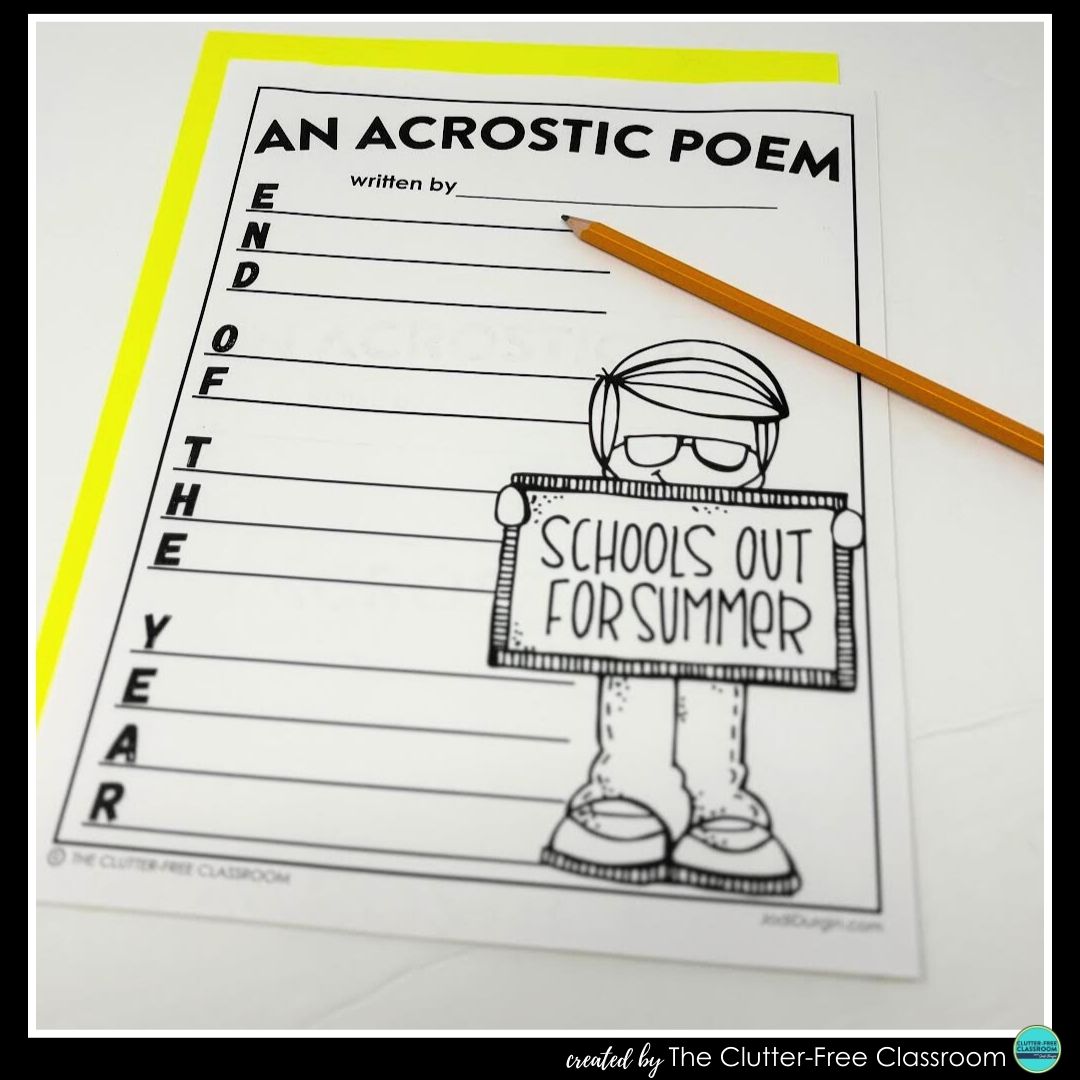 end of the school year acrostic poem