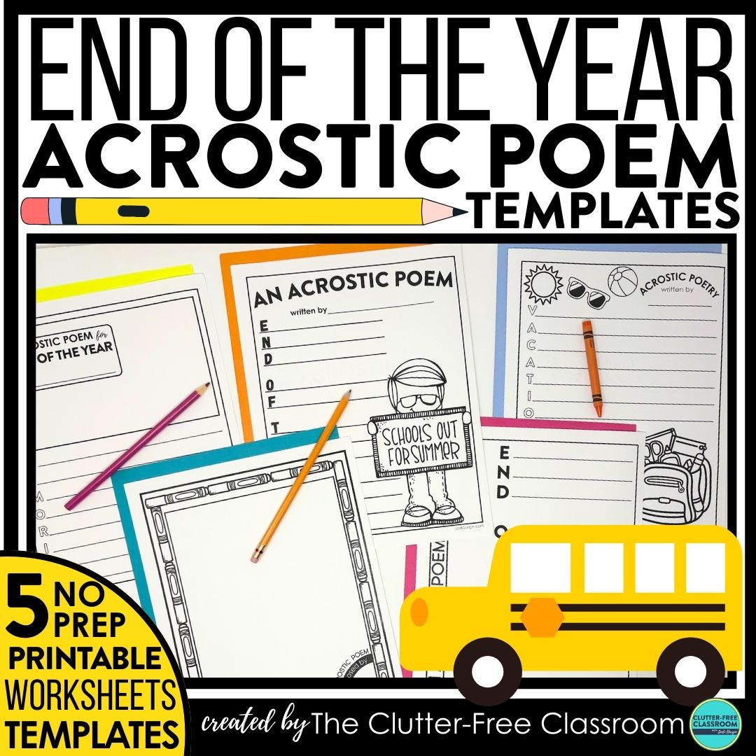end of the school year acrostic poems