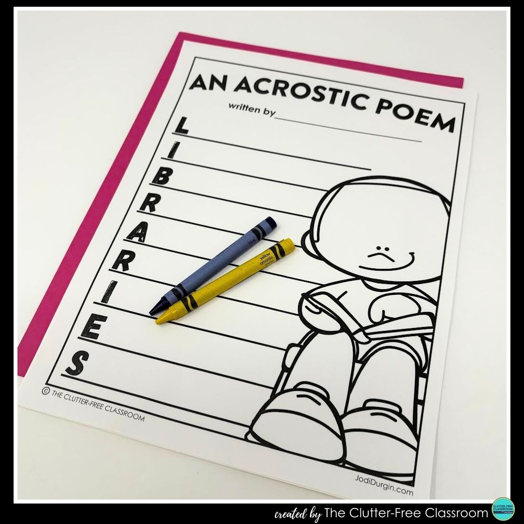 Library Printables For Teaching Acrostic Poems To Elementary Students Library Printables For Teaching Acrostic Poems To Elementary Students