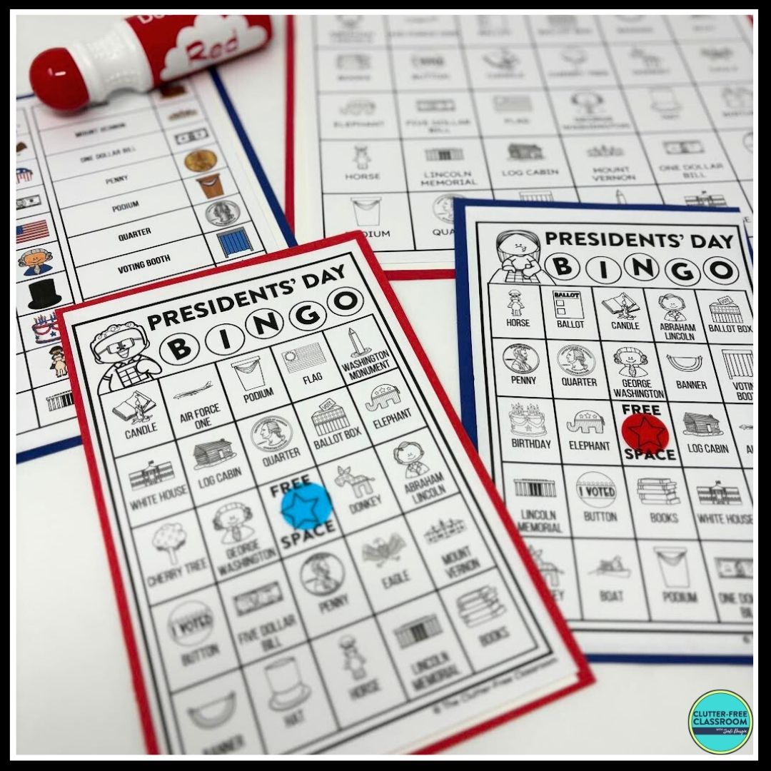 Presidents Day Bingo cards