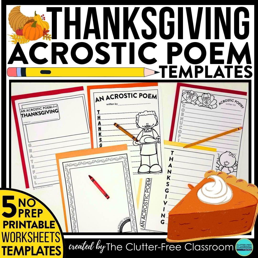 thanksgiving poetry activities for teaching acrostic poems to