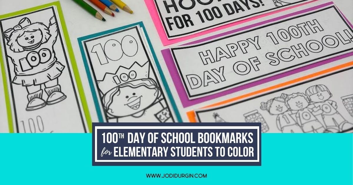 printable 100th Day of School bookmarks