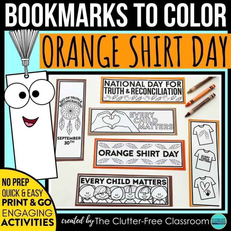 printable Orange Shirt Day bookmarks