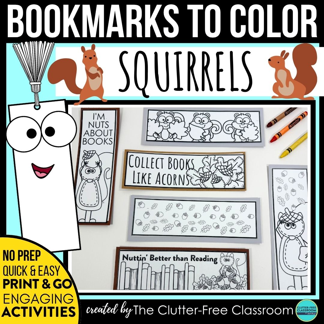 printable squirrel bookmarks