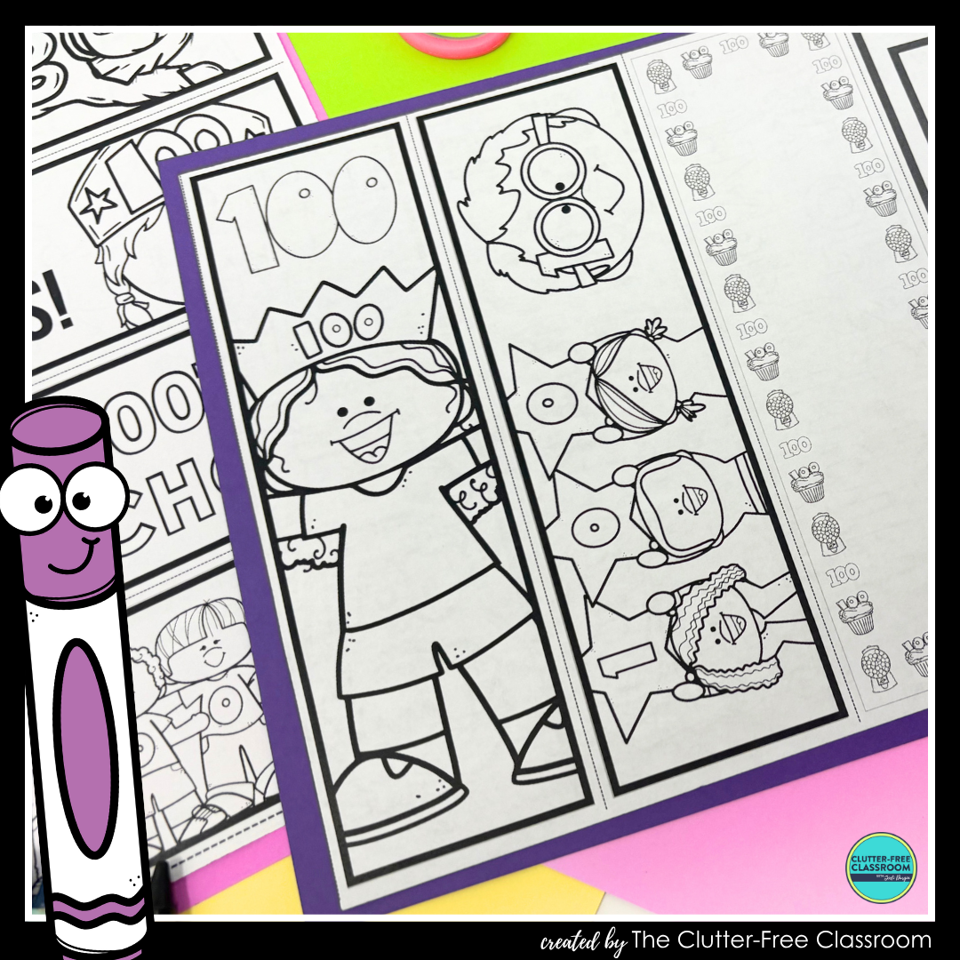 printable 100th Day of School bookmarks