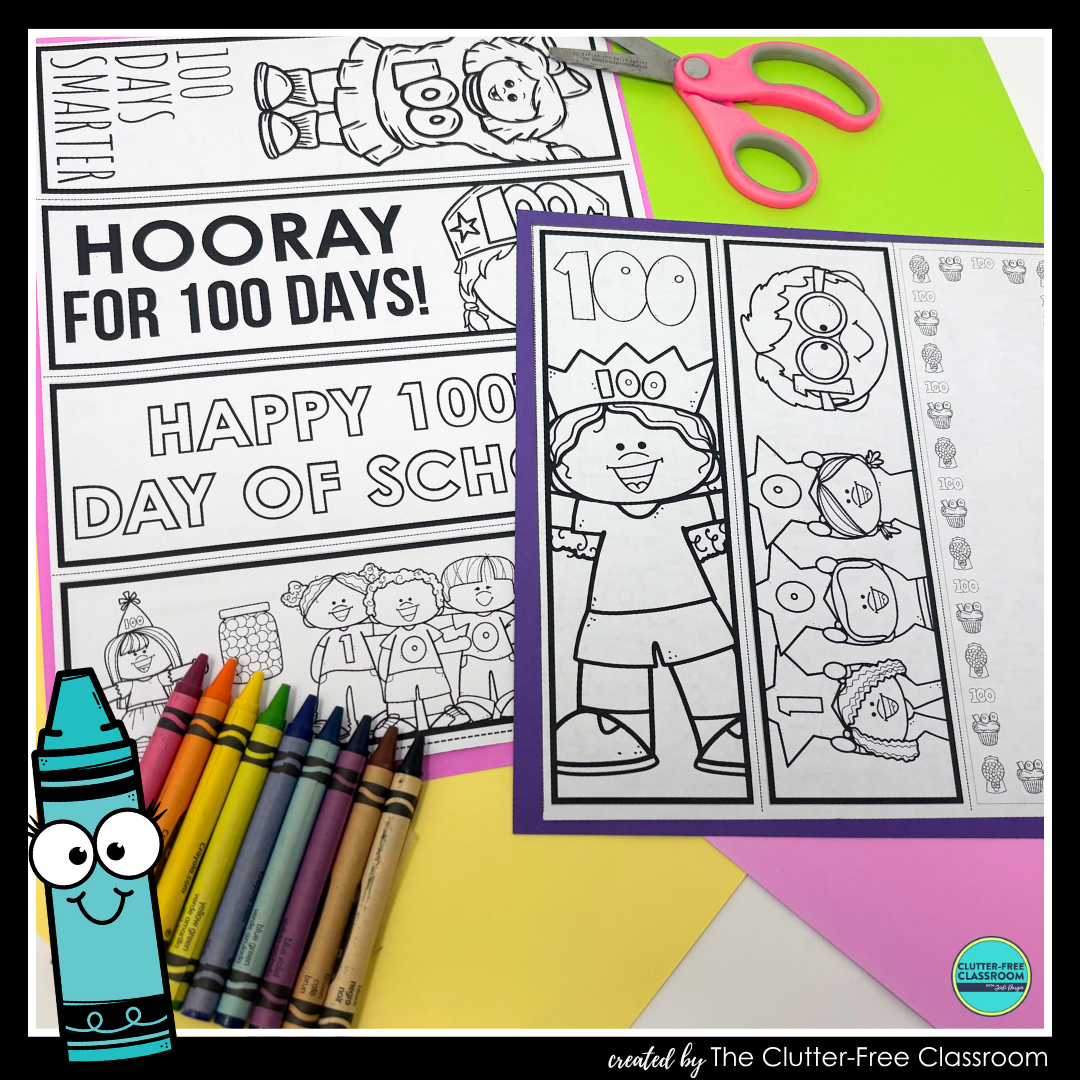 printable 100th Day of School bookmarks