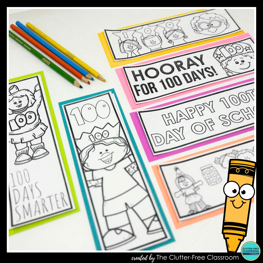 printable 100th Day of School bookmarks