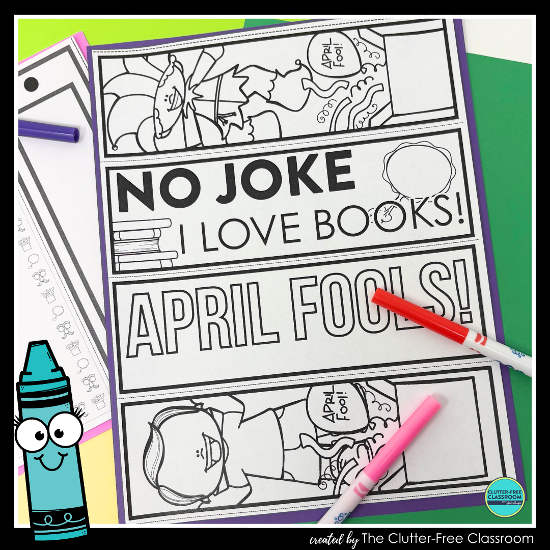 printable April Fools Day topic bookmarks