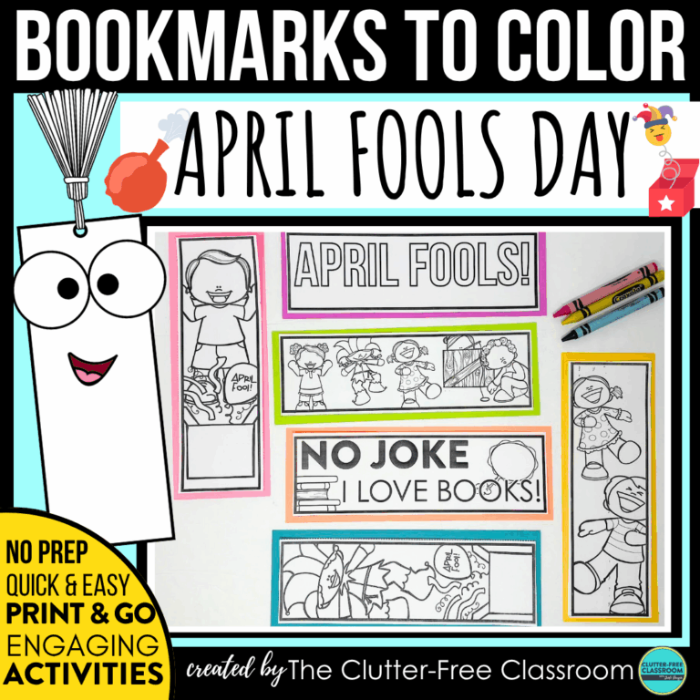 printable April Fools Day topic bookmarks