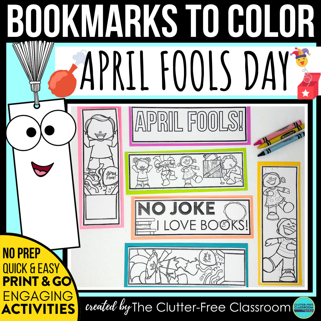 printable April Fools Day topic bookmarks