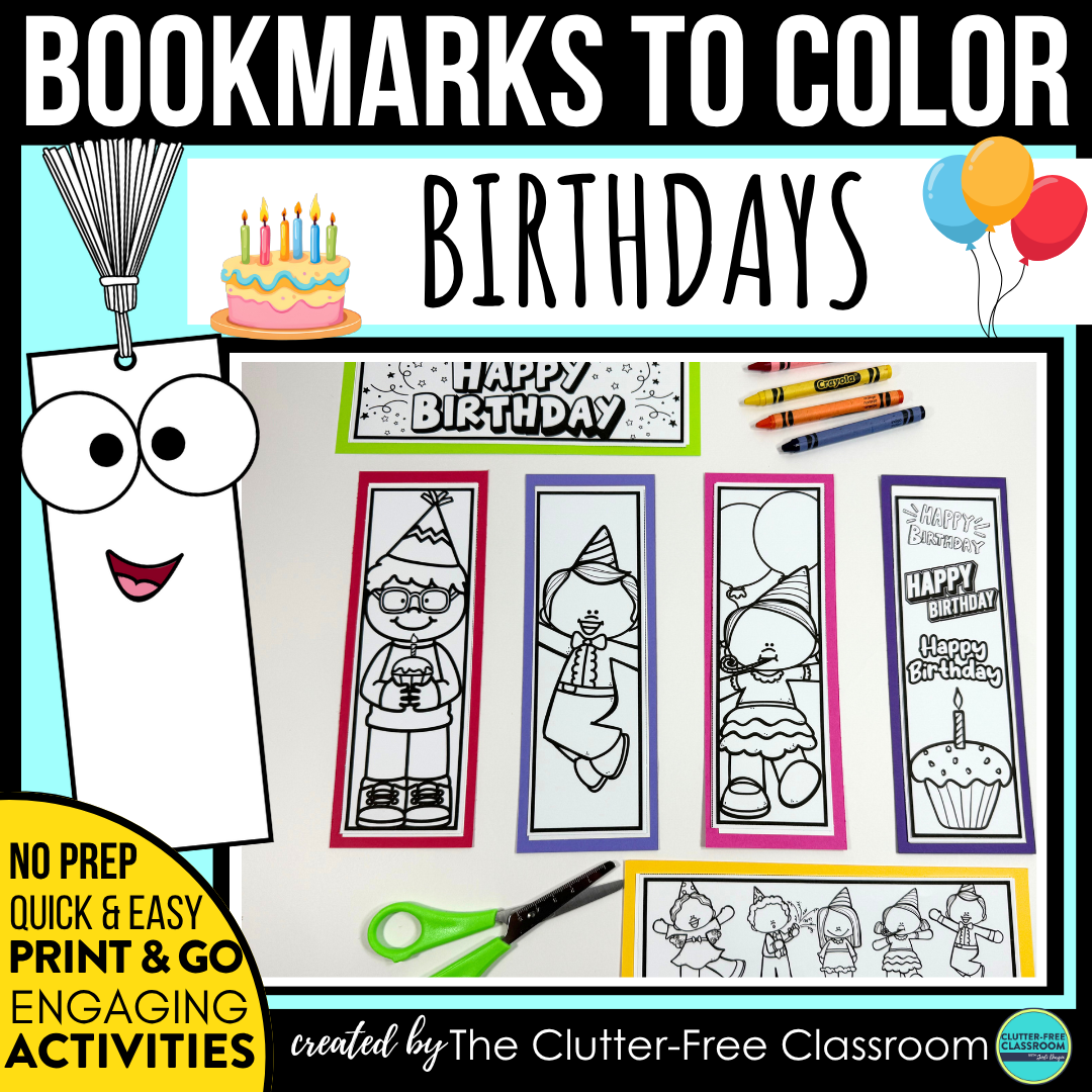 printable birthday bookmarks