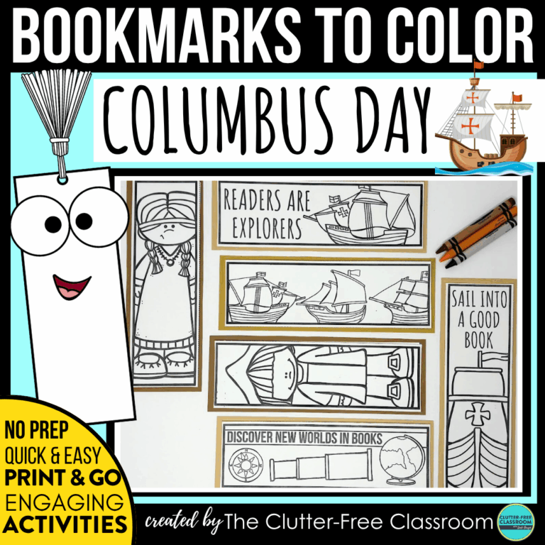 printable Columbus Day bookmarks