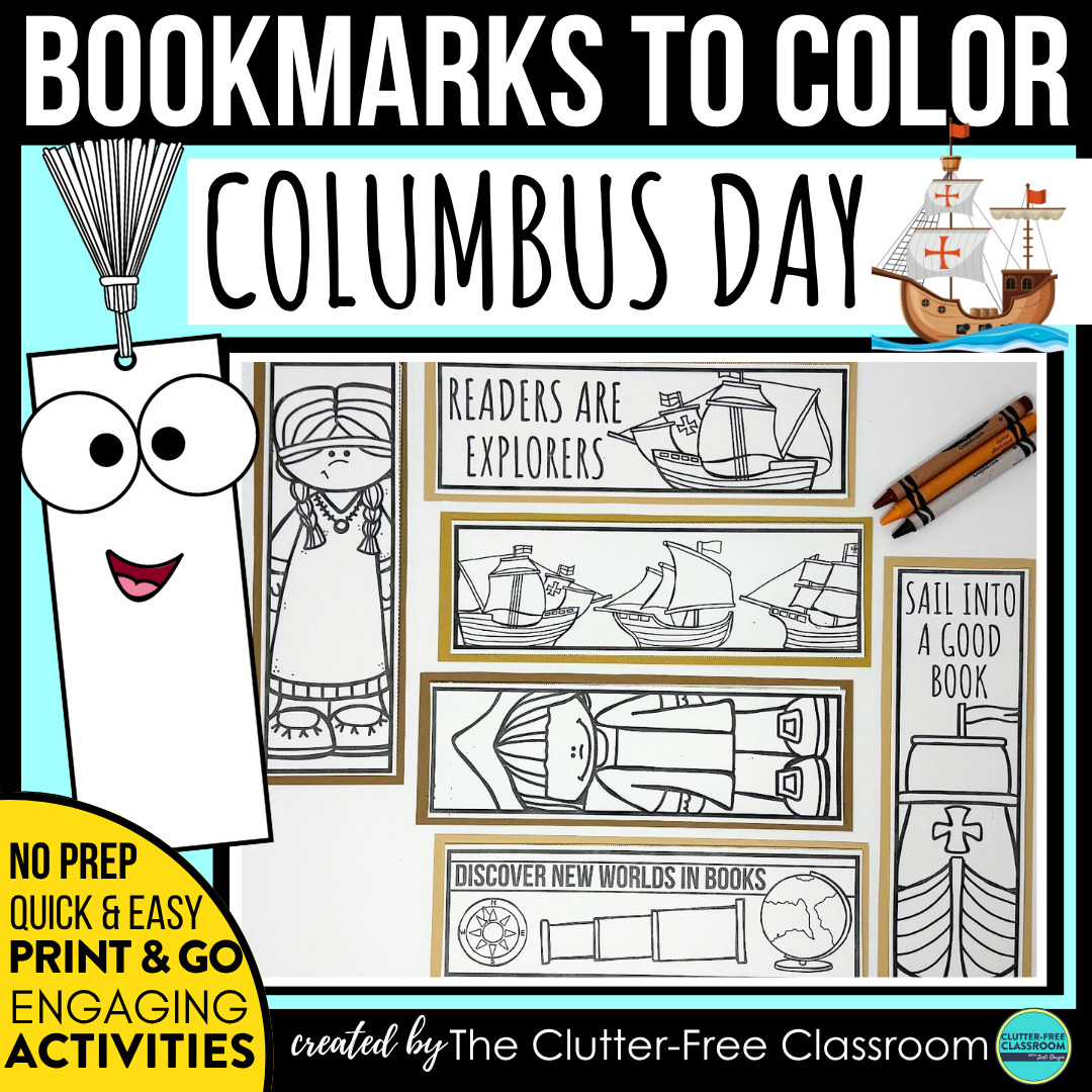 printable Columbus Day bookmarks