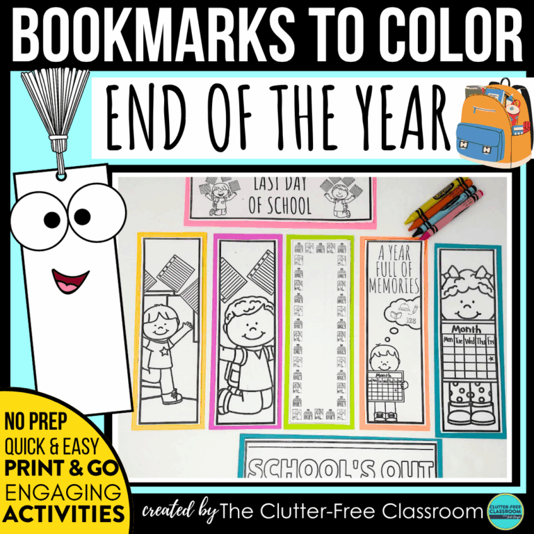 printable end of the year bookmarks