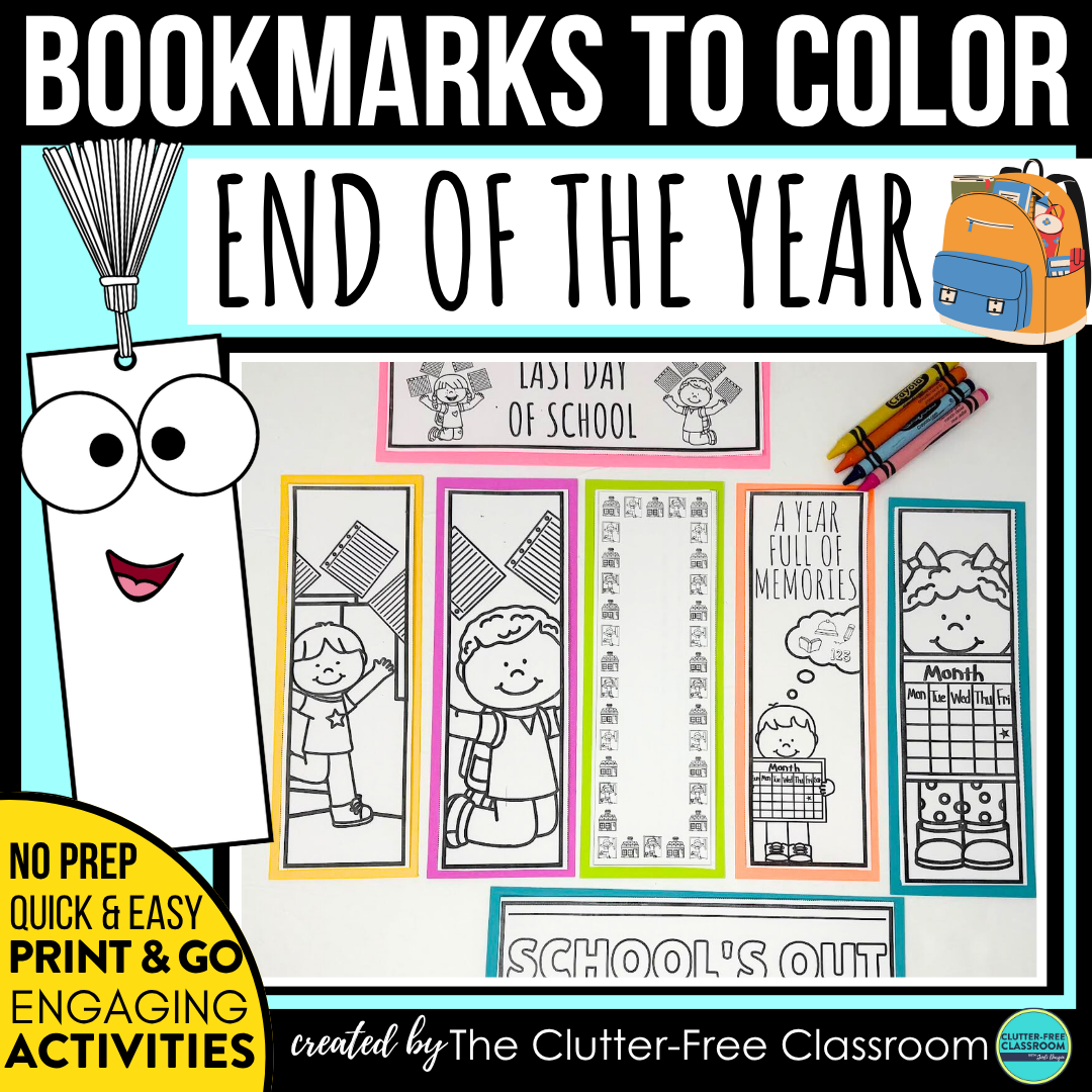 printable end of the year bookmarks