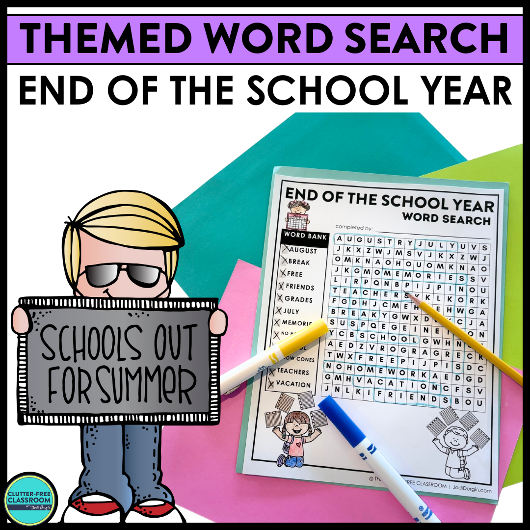 end of the year word search