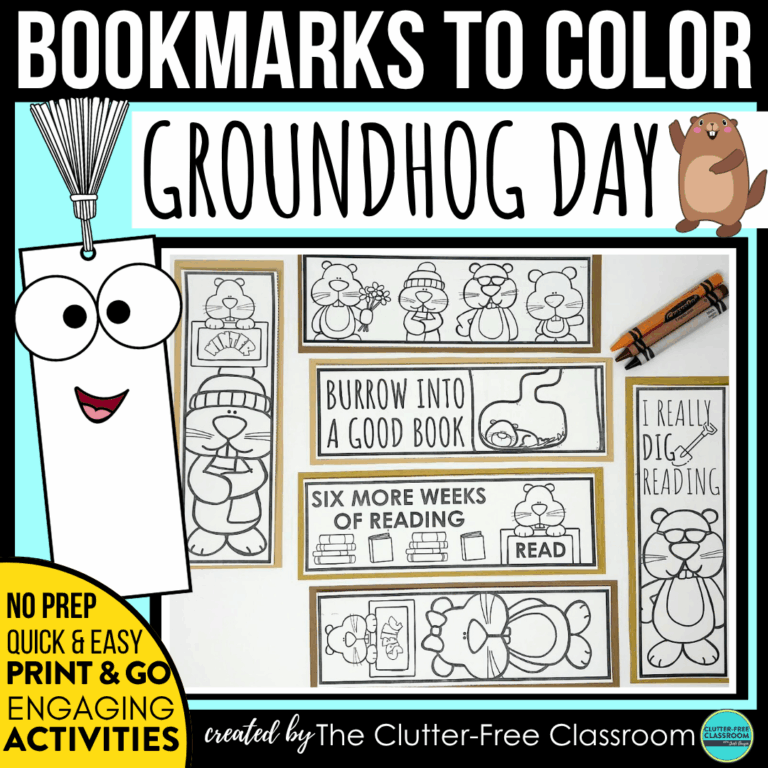 printable Groundhog Day bookmarks