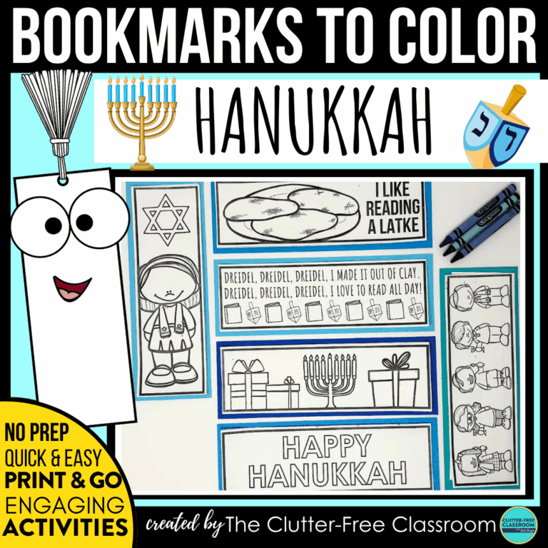 printable Hanukkah bookmarks