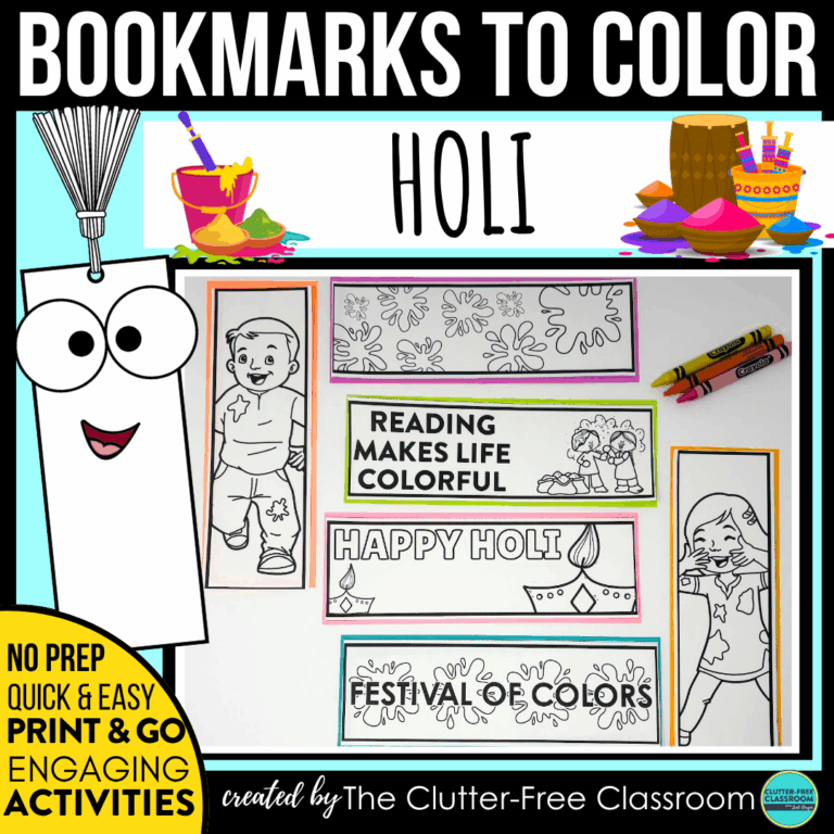 printable Holi bookmarks